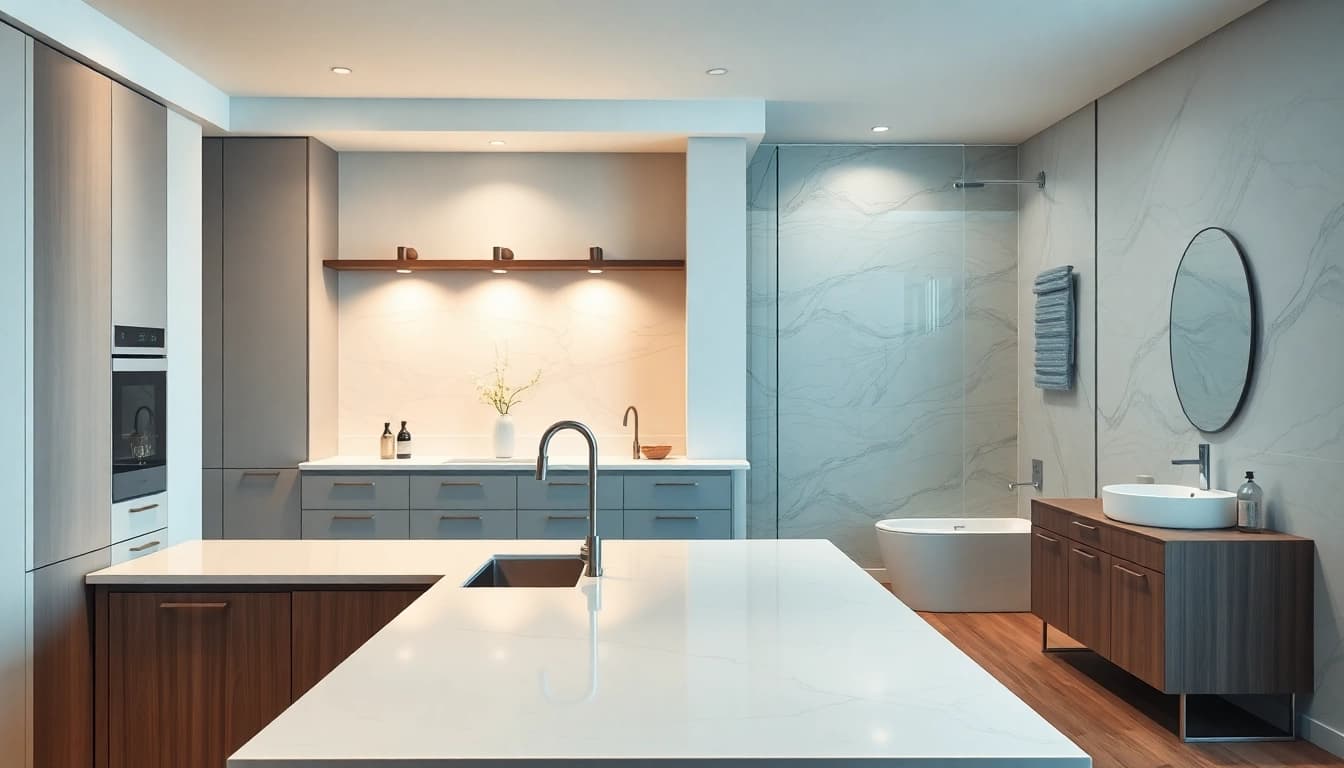 A stunning kitchen and bathroom renovation showcasing contemporary design and high-quality finishes.