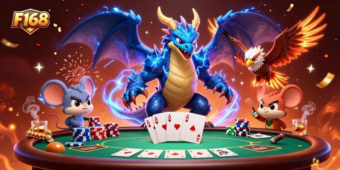 Experience thrilling gameplay with F168, showcasing powerful dragon and vibrant casino action.