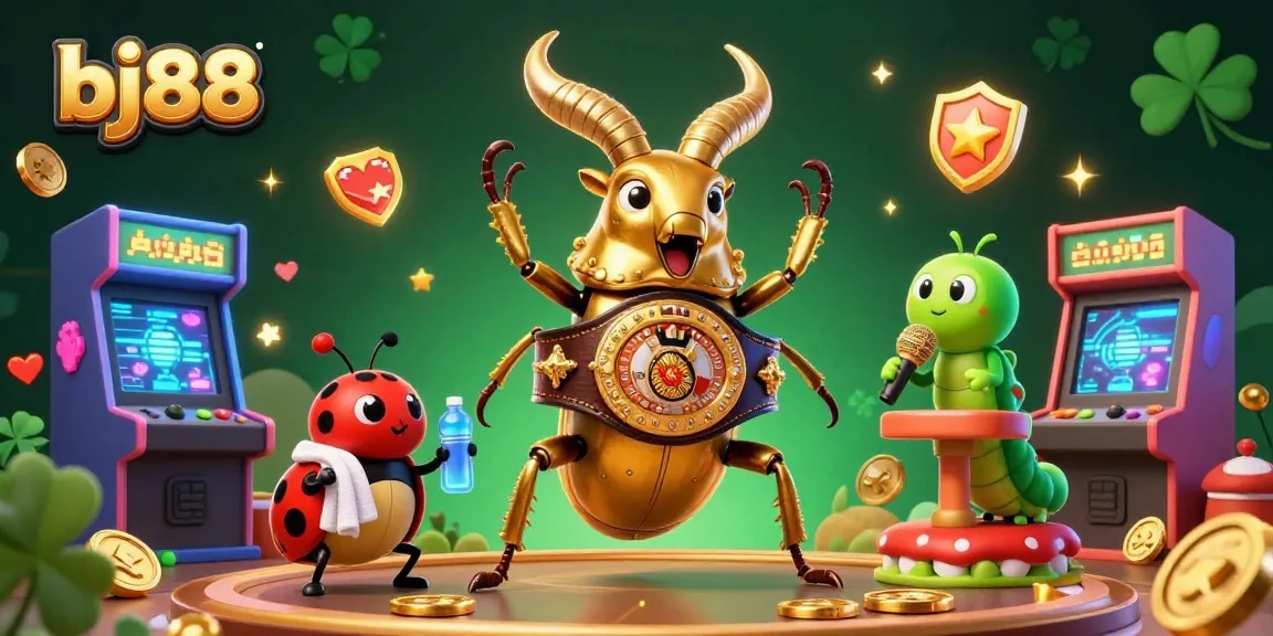 Experience thrilling gameplay at bj88 with a lively 3D scene of cartoon characters celebrating.