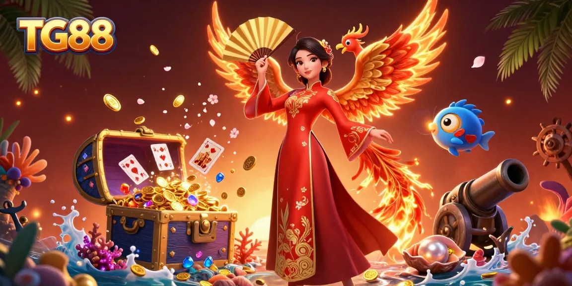 Engage with TG88’s vibrant casino experience featuring traditional Vietnamese elements and dynamic gaming visuals.