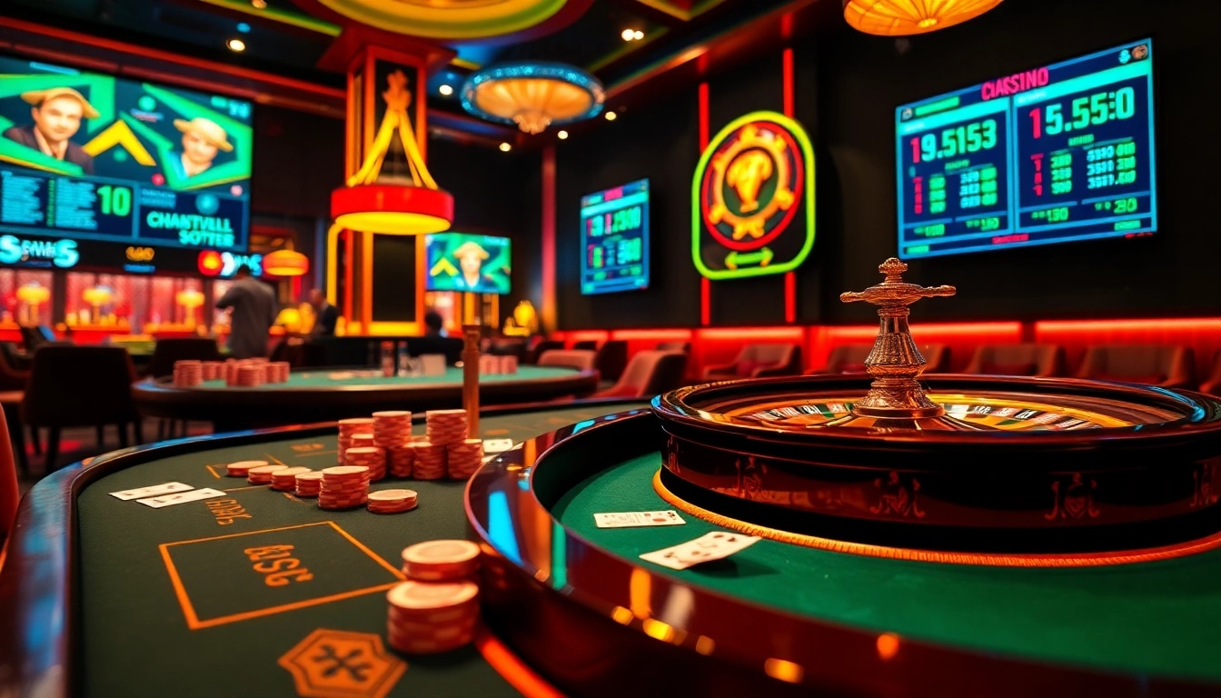 Players engaging in exciting card games at the luxurious gamebaidoithuong coffee casino, showcasing vibrant gaming action.