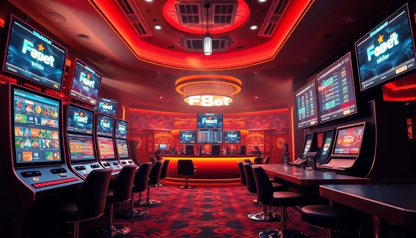 Vibrant F8bet online betting platform interface with casino gaming elements.
