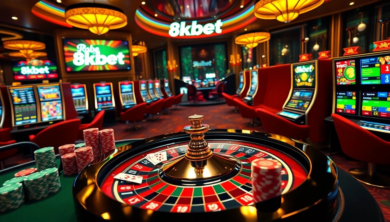 8kbet online casino showcasing professional roulette spin with vibrant poker chips and interactive betting slips