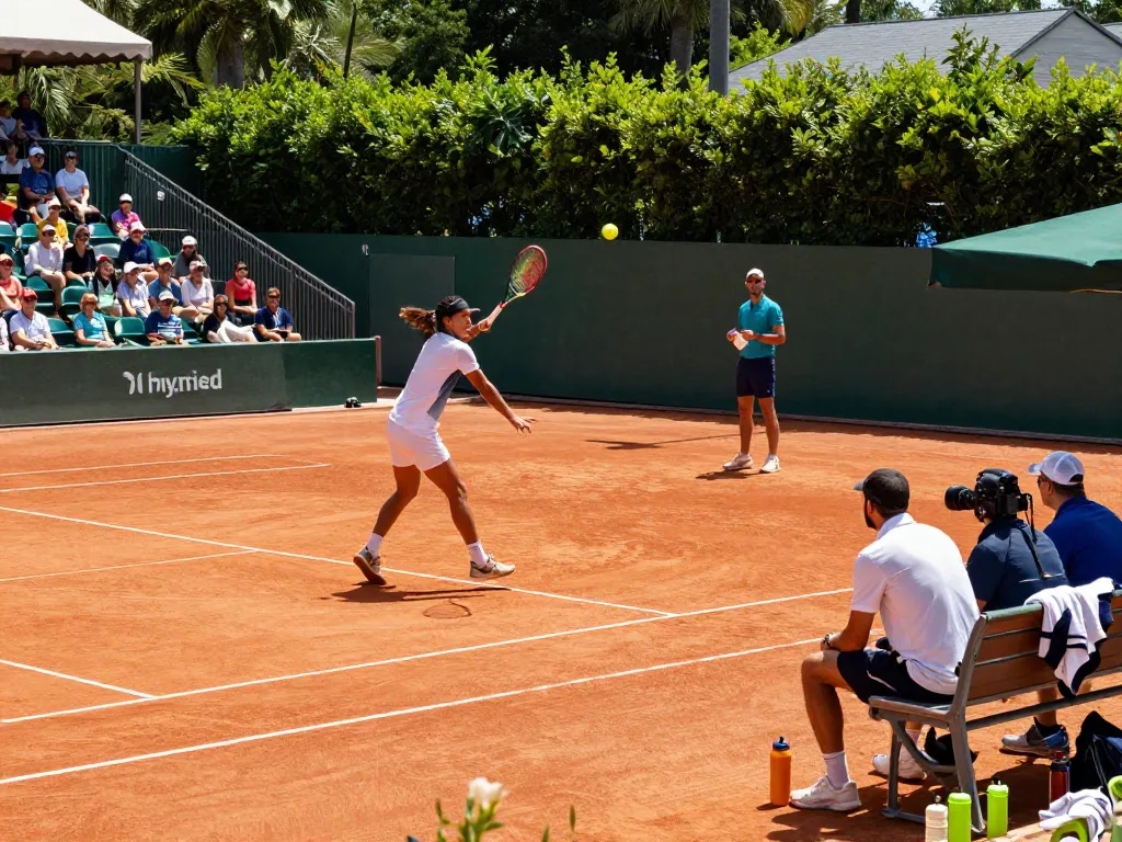 Hybrid Clay court experience with player during match showcasing performance and durability.