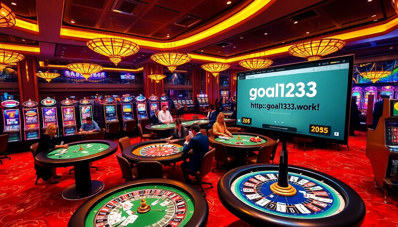 Experience the excitement of https://goal123.work/ with players engaged at a luxurious casino.