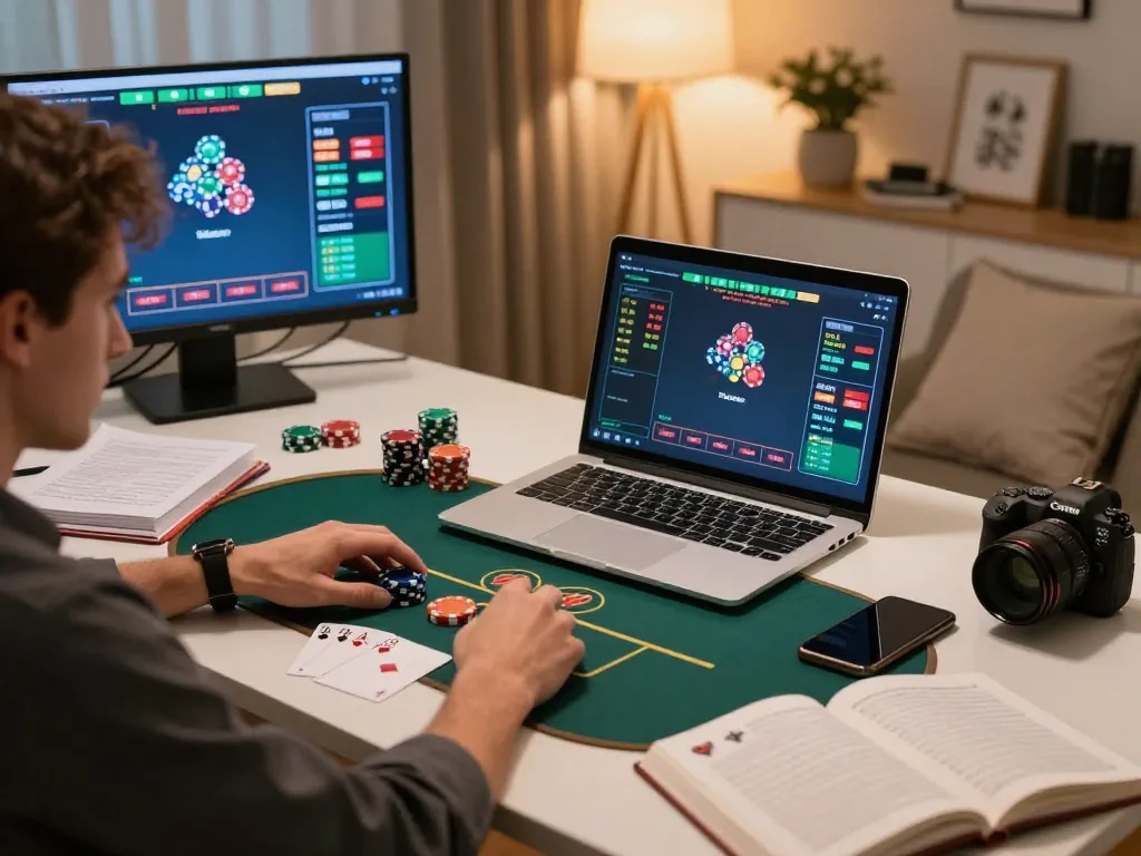 Players engaging in poker strategy at WIN79 online casino with focused attention on the game.