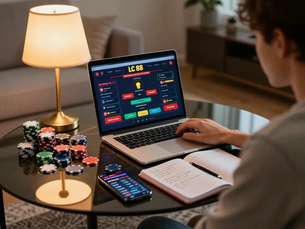 Engaged player analyzing the LC 88 betting interface during a strategic online gaming session.