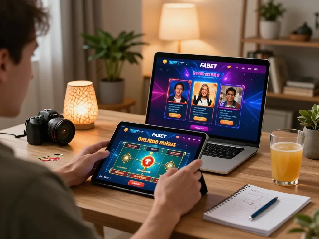 Engaging player gaming on FABET platform showcasing strategic online betting in cozy home setting.