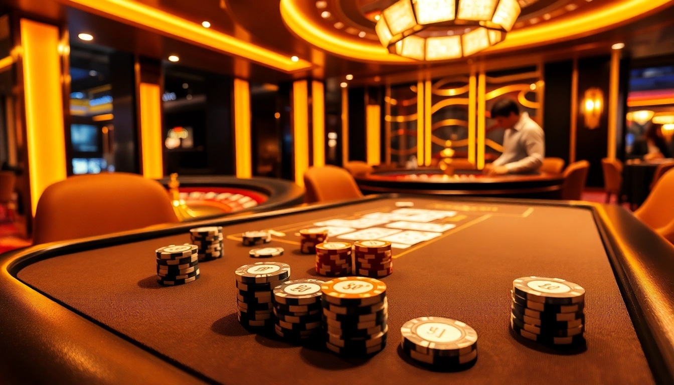 Experience high-stakes gameplay at the TT88 casino with chips and cards on a deluxe gaming table.