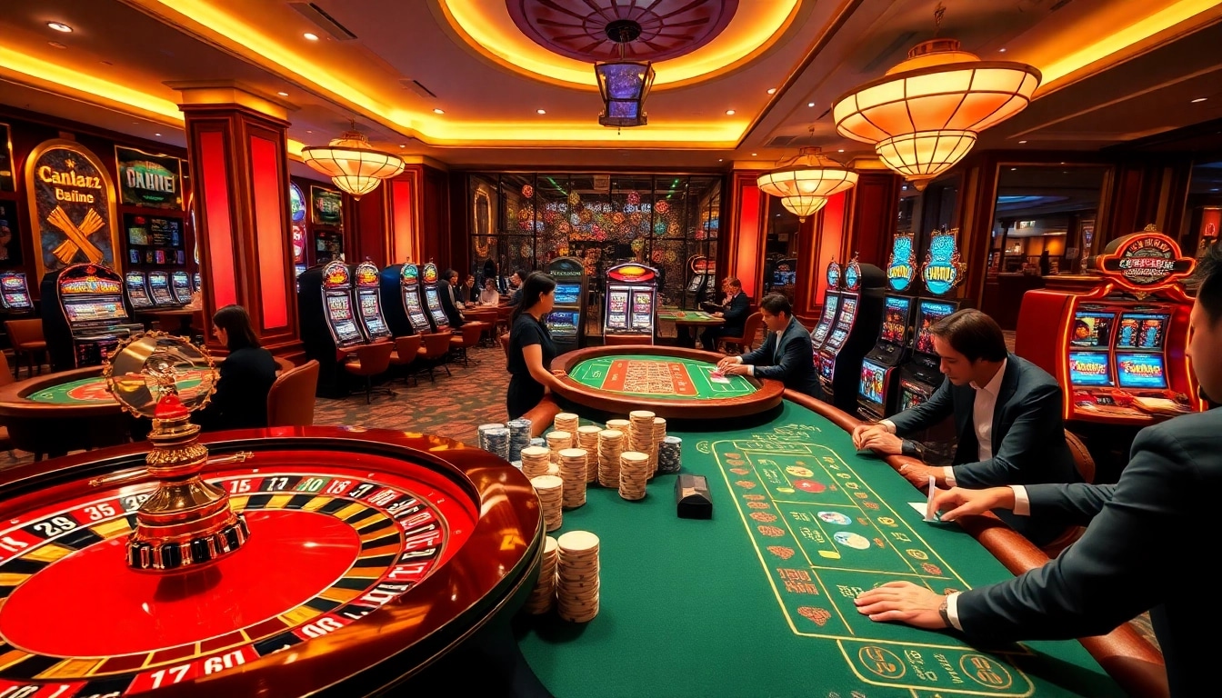 Exciting gambling scene at SC88 casino featuring roulette, poker chips, and players.
