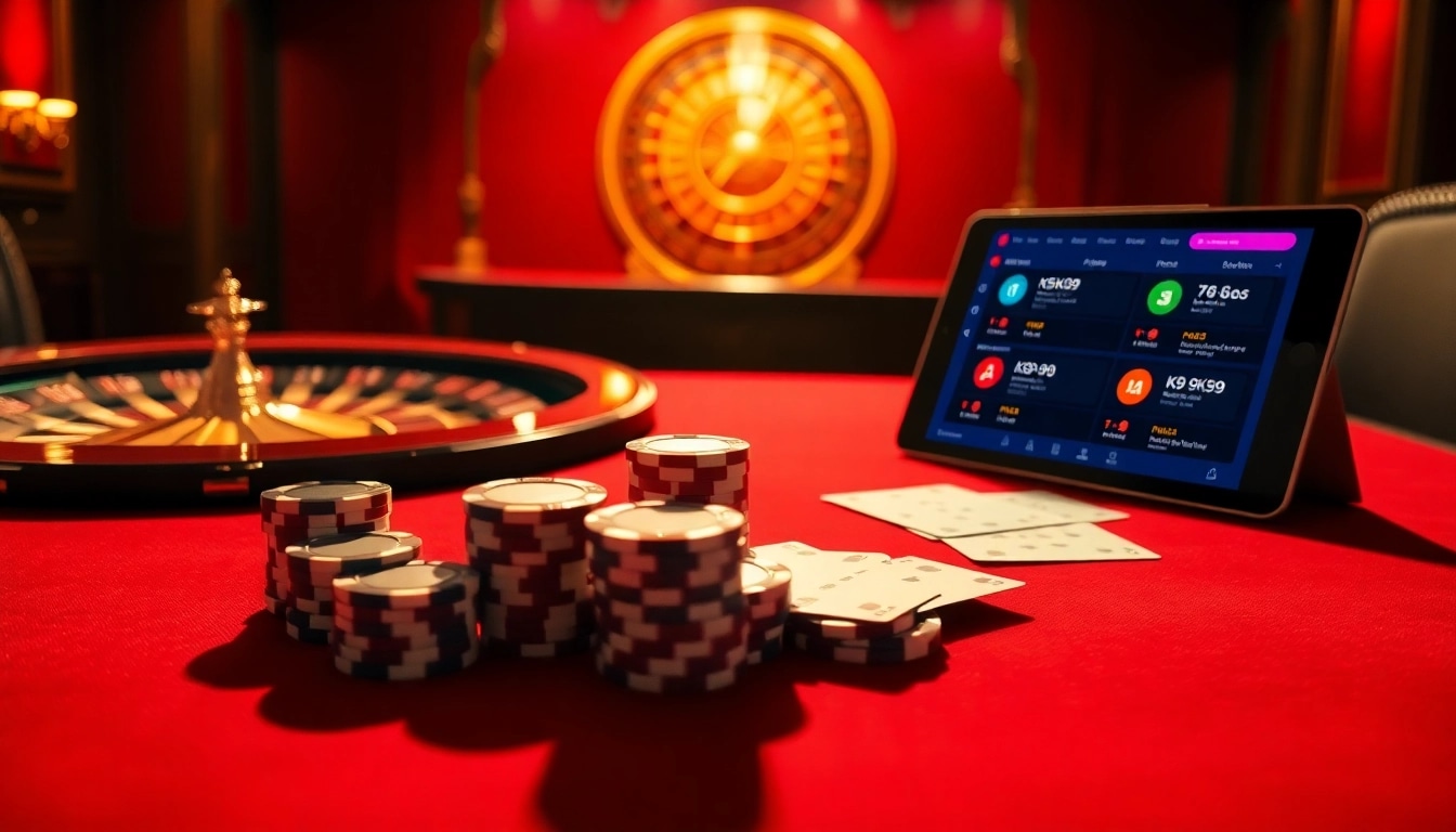 A thrilling game of k9k9 at an elegant poker table with chips and cards.