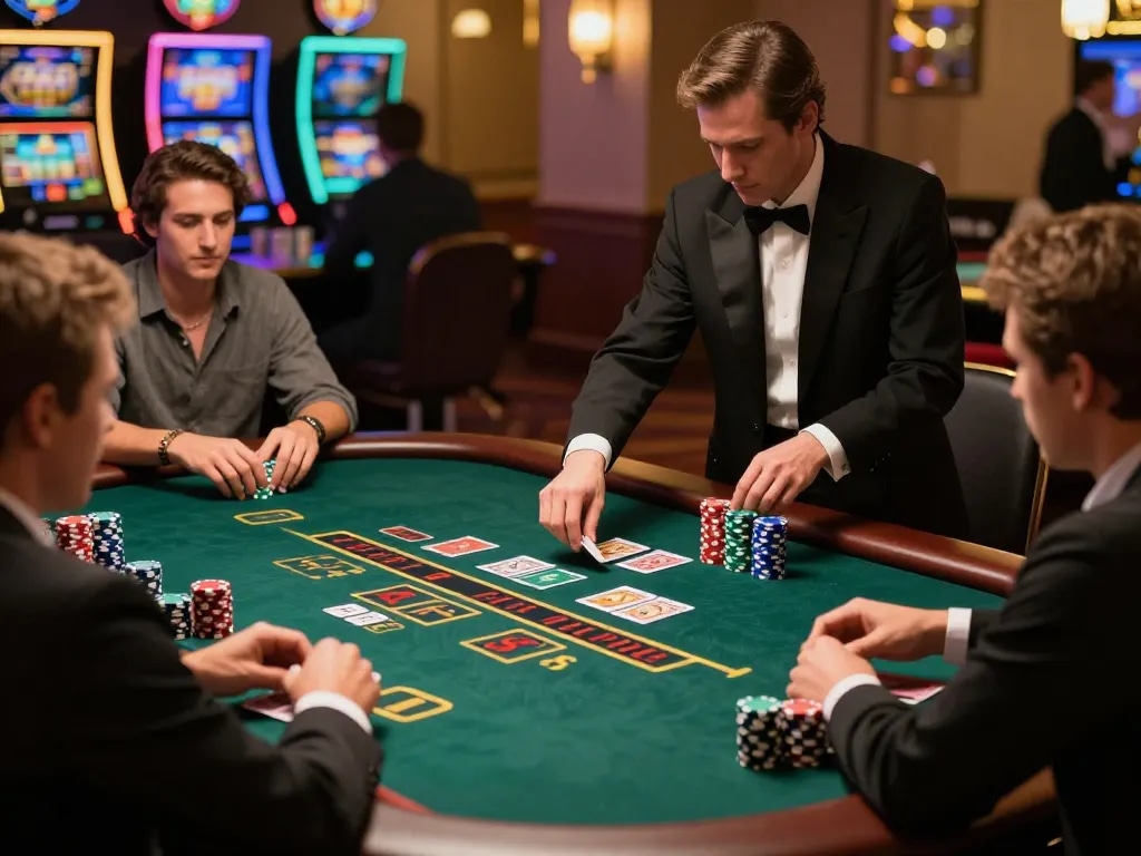 du88 gaming strategy at an exciting blackjack table with players in action
