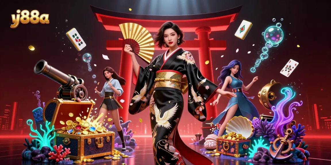 Experience the excitement of vj88a as an elegant Asian woman brings the casino to life in a vibrant 3D scene.