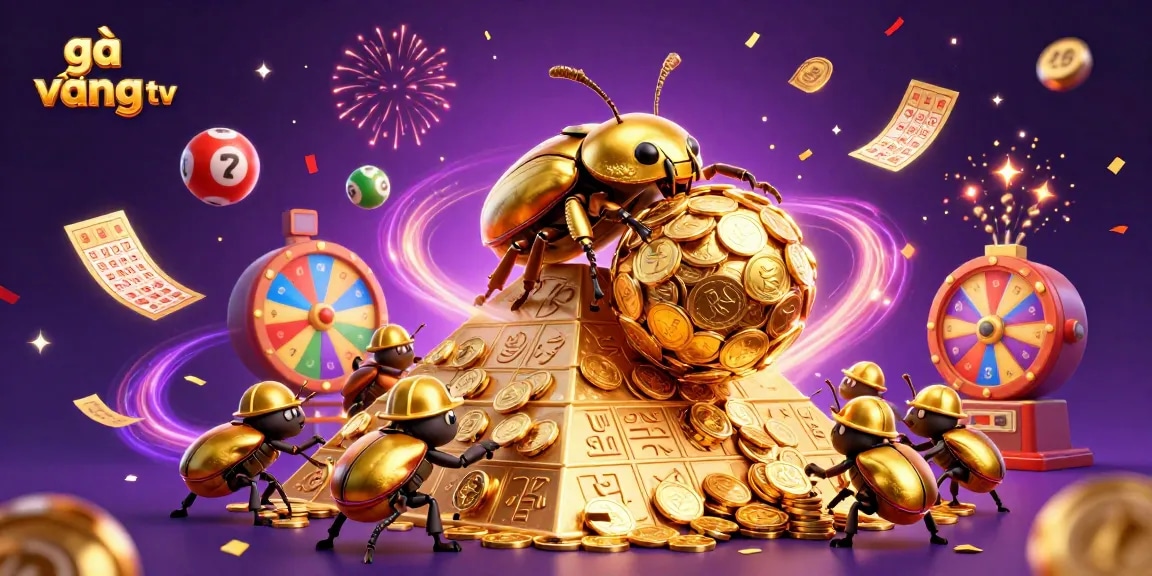 Join the fun at gà vàng tv with vibrant lottery elements and a joyous casino scene!