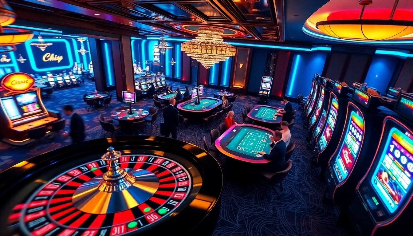 P3 online betting action with poker tables, roulette, and vibrant casino atmosphere.