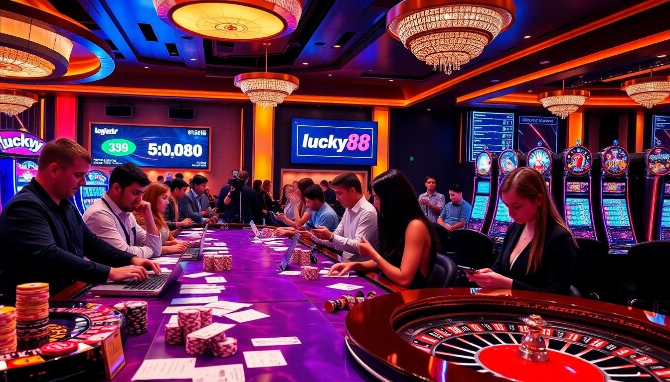 Experience the thrill of betting at lucky88 with engaging sports betting action and casino visuals.