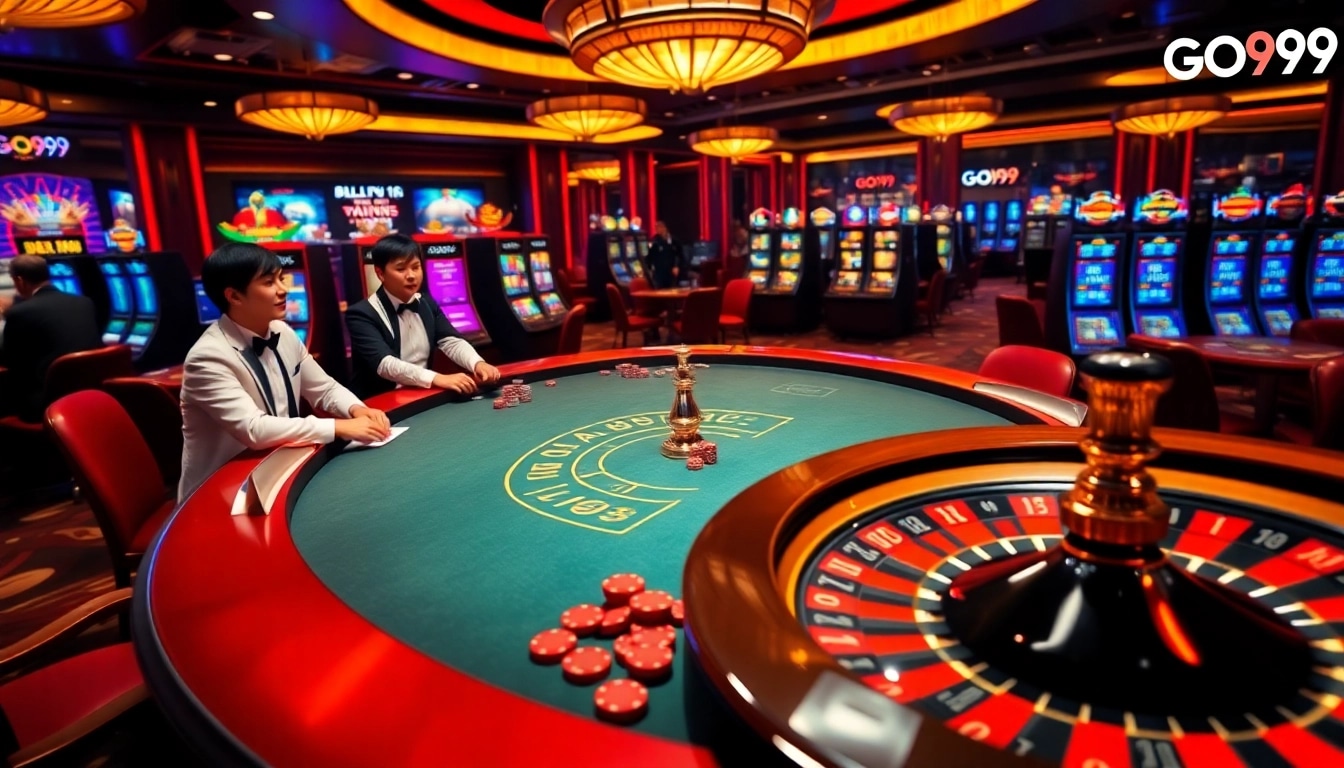 Experience thrilling gaming at nhà cái go99 with vibrant casino tables and professional dealers.
