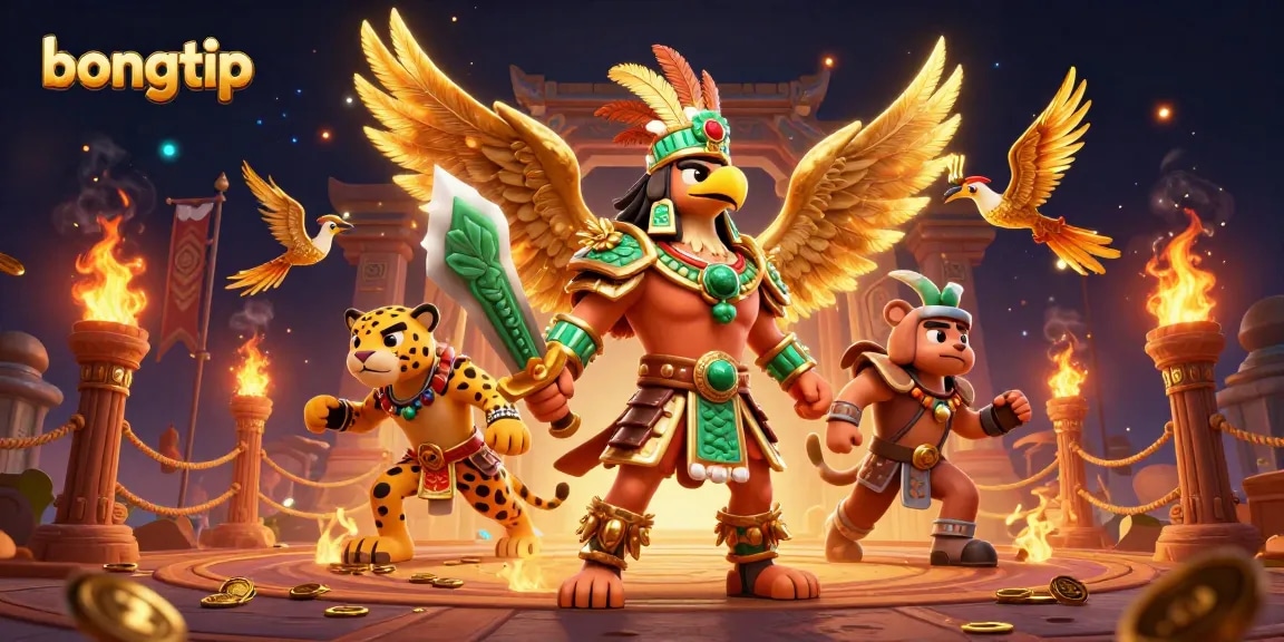 Bongtip showcases an exciting gambling scene highlighting a dynamic Aztec warrior collection amidst vibrant gaming action.