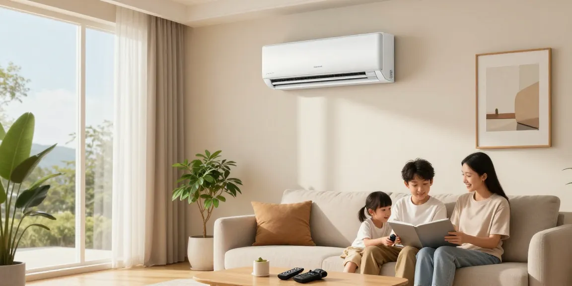 18k mini split unit operating in a stylish living space with family enjoying comfort and warmth.