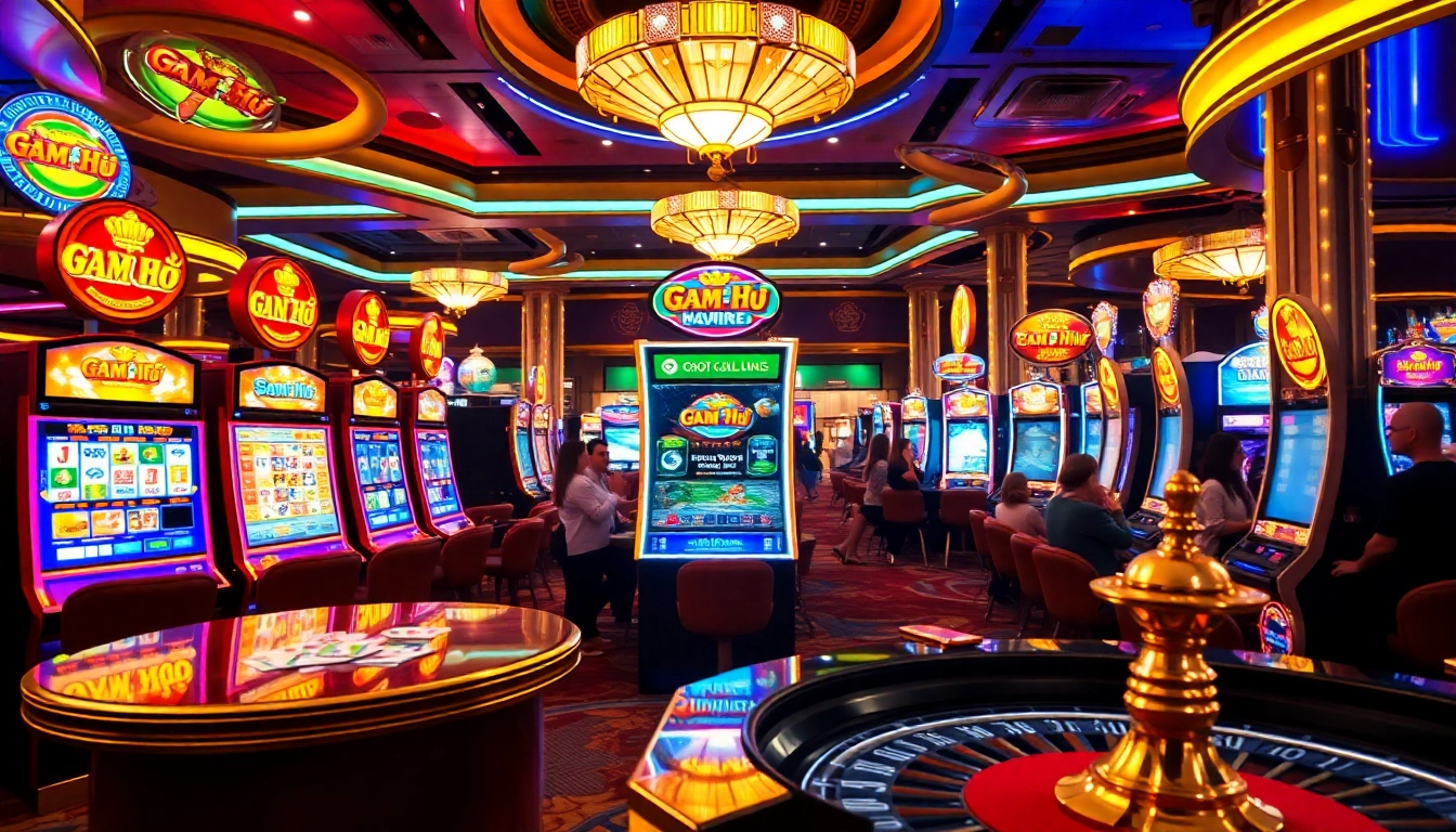 Experience the thrill of Game Nổ Hũ with vibrant slot machines and lively casino ambiance.