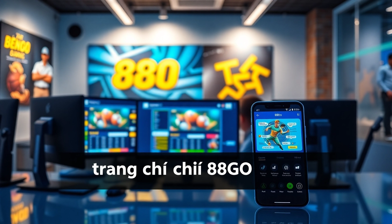 Engaging visual of professionals interacting with the trang chủ 88GO app in a modern office environment.