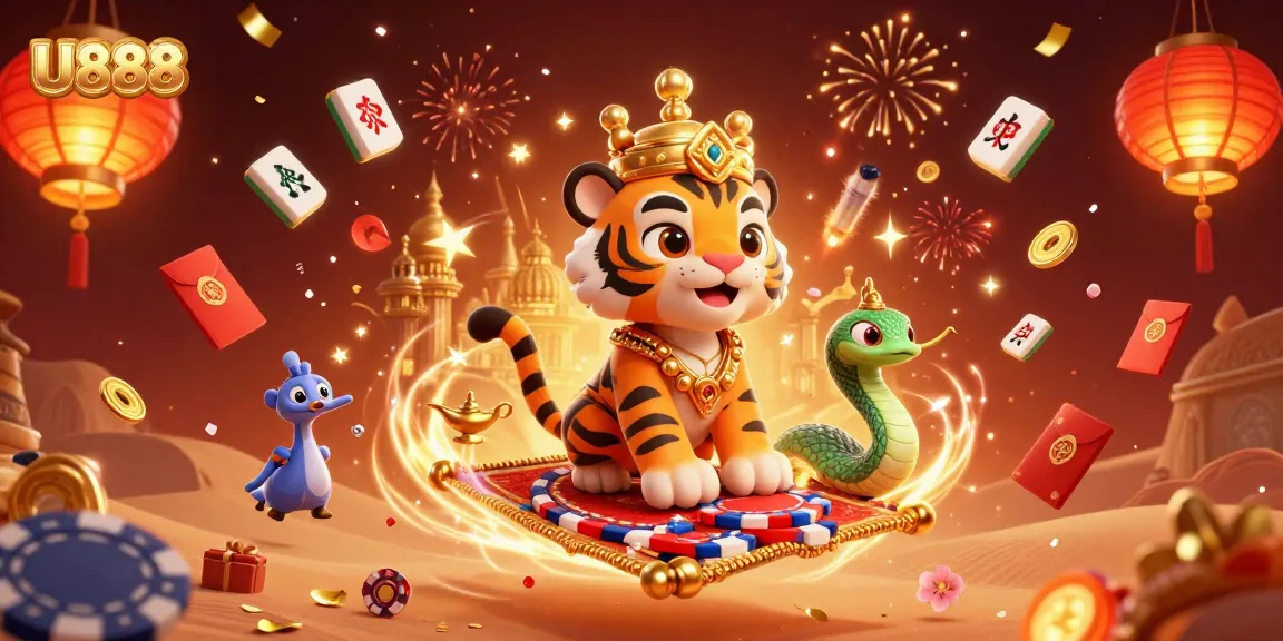U888 players celebrating a jackpot win amidst vibrant artistic casino elements