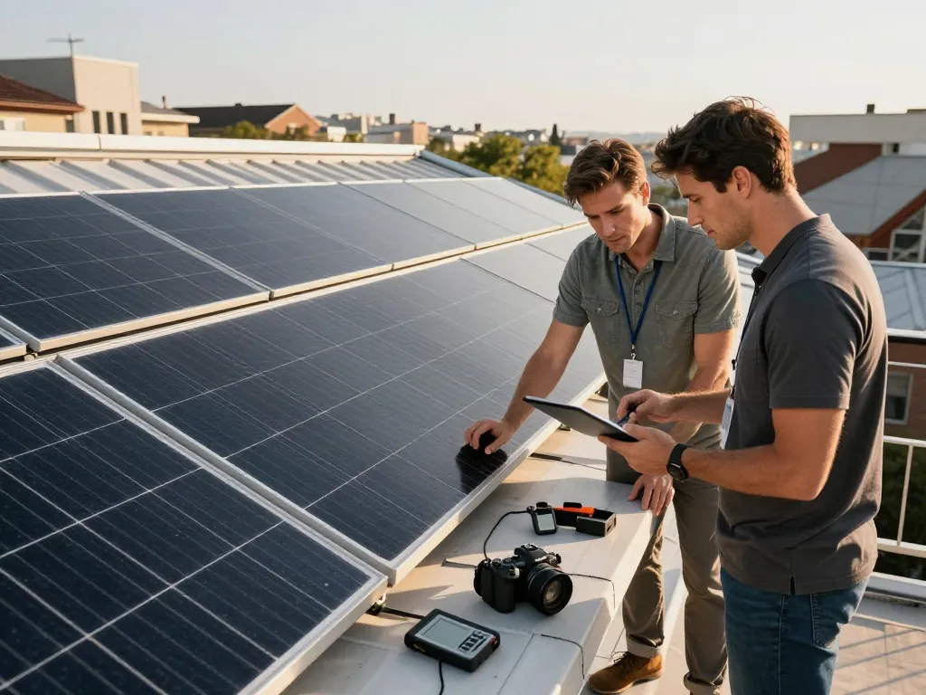 degradacja LID i LeTID w modułach PV during solar panel consultation on a rooftop