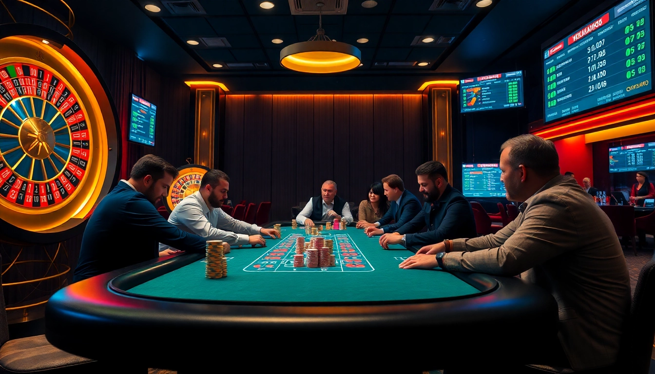 Exciting online gambling scene at https://keonhacai.deal/ featuring poker chips and betting tables.