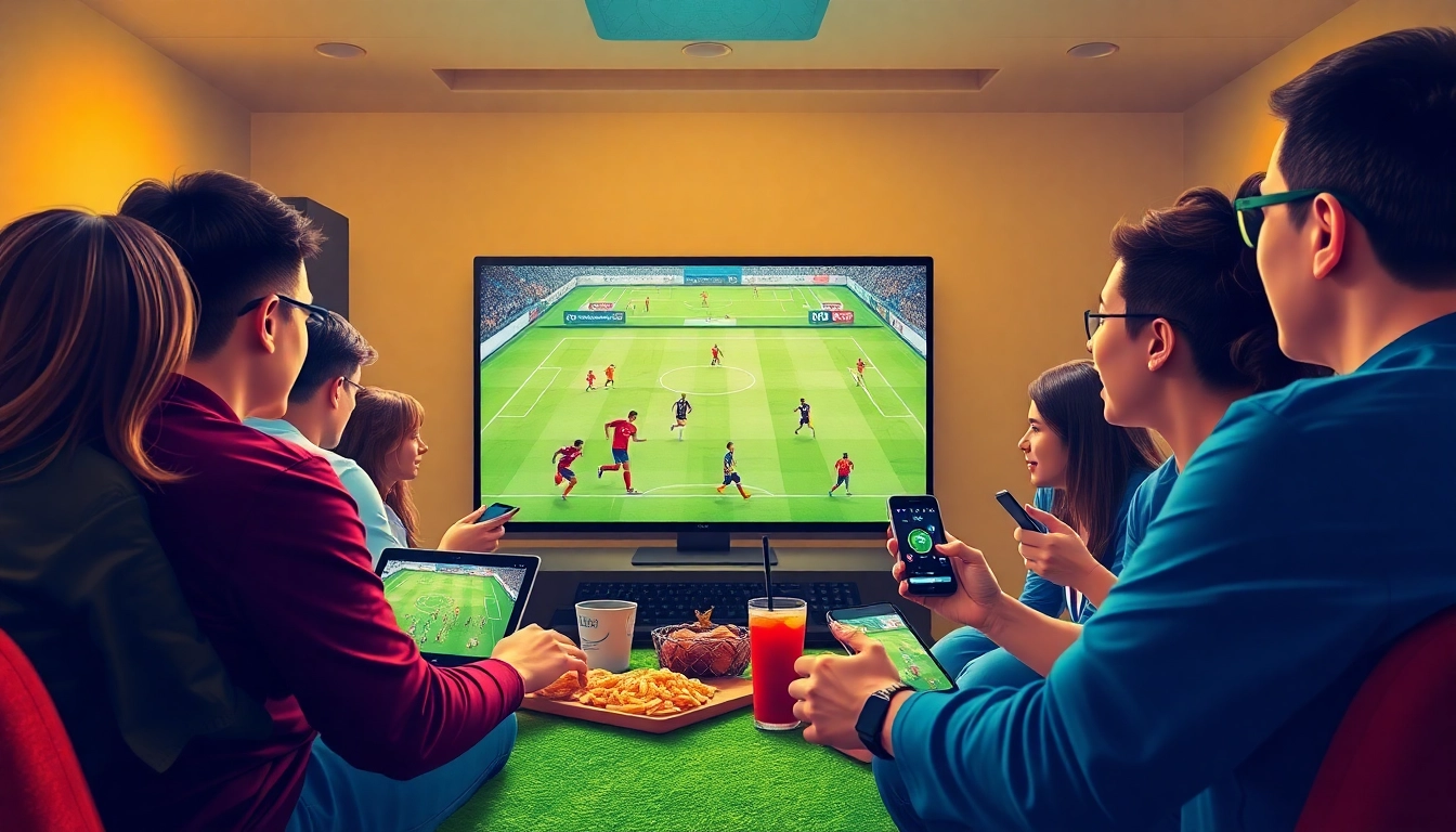 Exciting soccer streaming experience on LuongSonTV with diverse fans enjoying live matches.