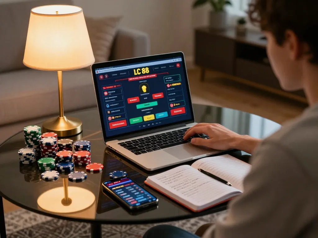 Engaged player analyzing the LC 88 betting interface during a strategic online gaming session.