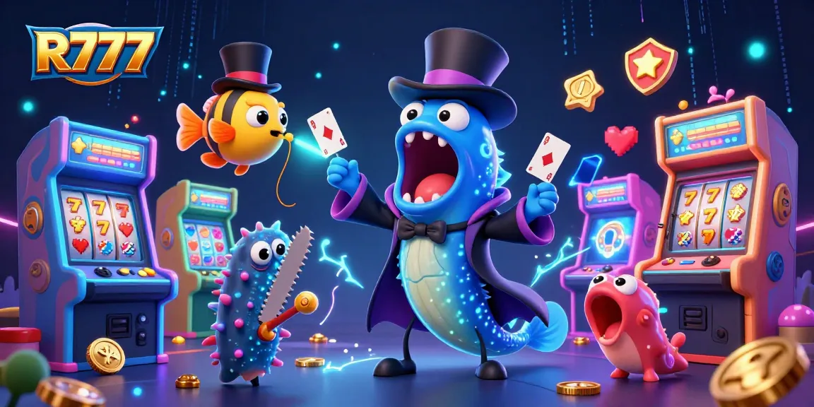 Experience the thrill of gaming at R777 with a vibrant 3D casino illustration showcasing energetic characters and exciting elements.