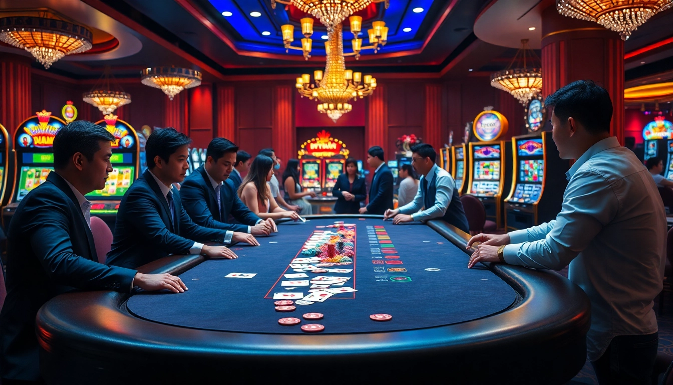 Experience the excitement at GG88's vibrant casino table filled with colorful chips and professional gameplay.