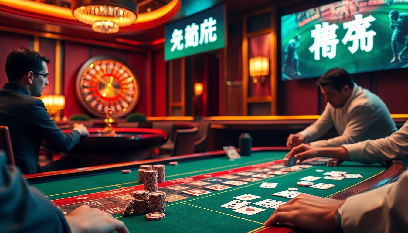 Experience thrilling gambling excitement with live sports viewing 'ดูบอลสด' at a luxurious casino table.