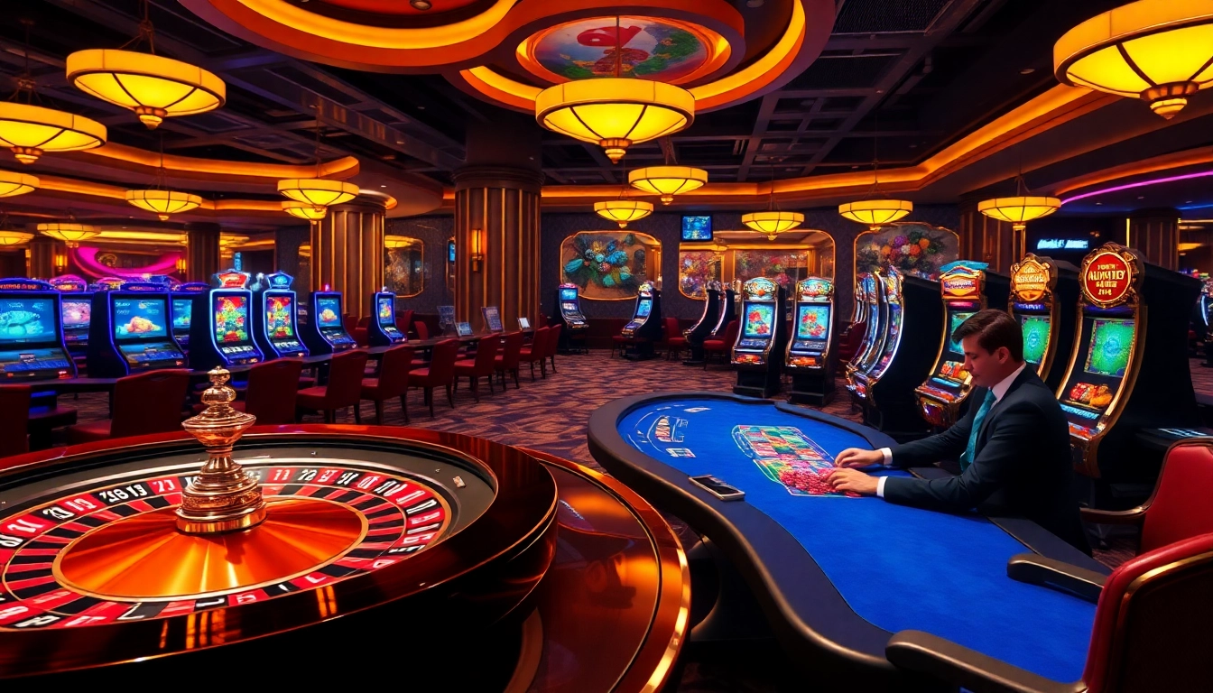 Engaging online gambling interface showcasing excitement at https://ga6789.cn.com with vibrant casino tables and slot machines.