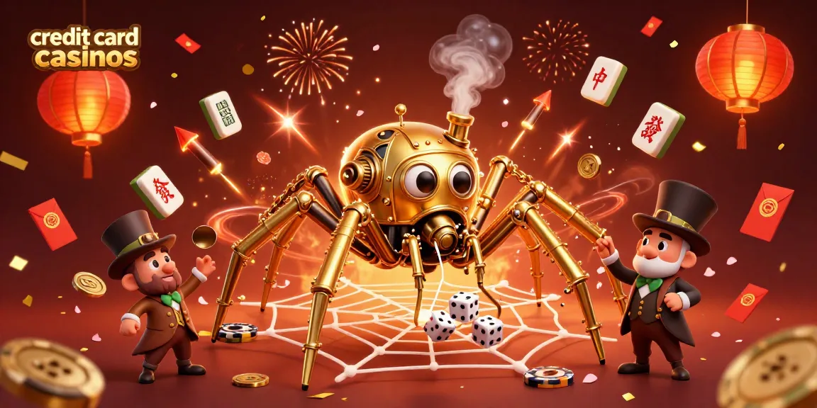 Experience the excitement of credit card casinos with our dynamic illustrated scene featuring slots and gambling elements.