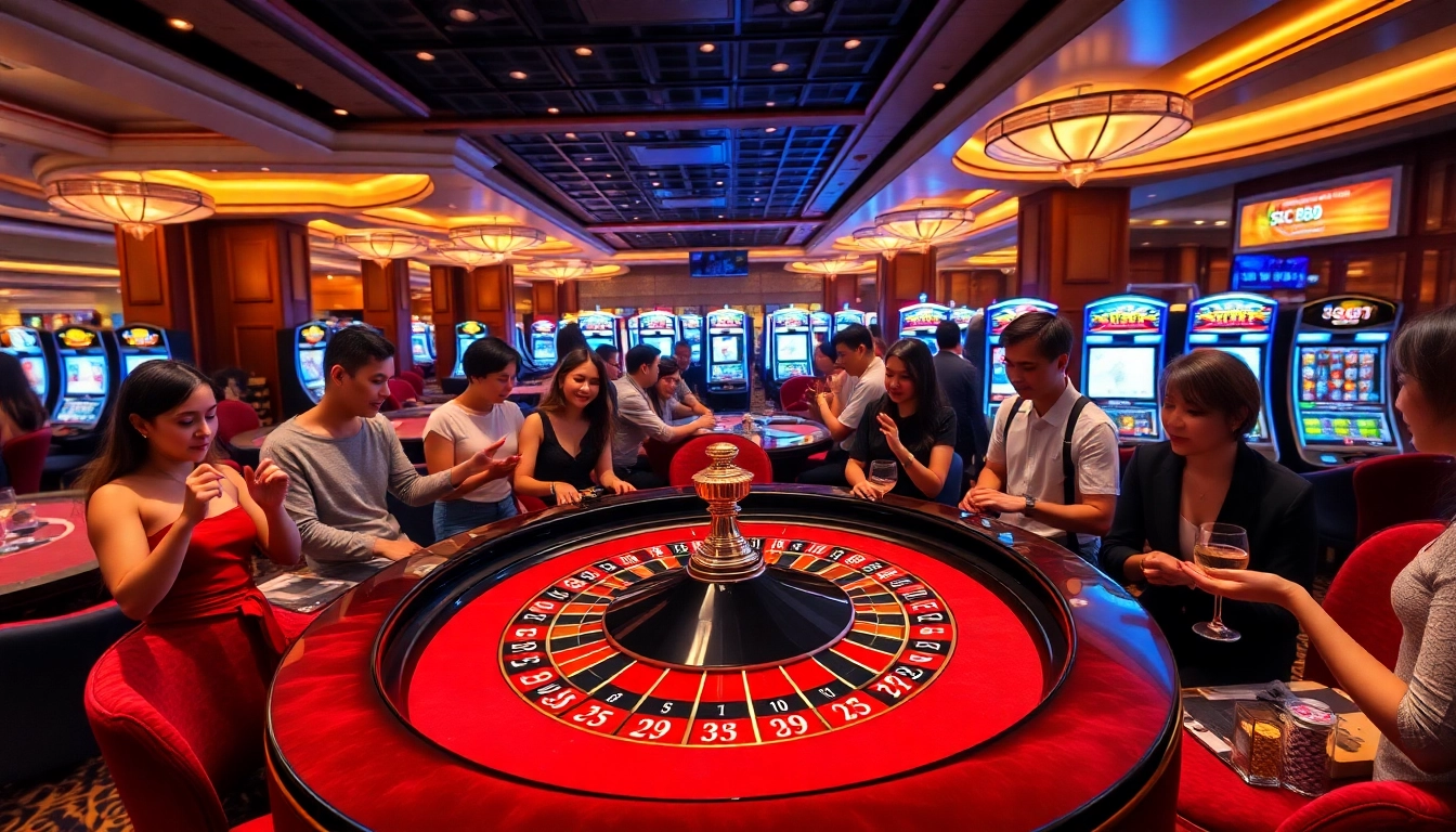 Experience the excitement at the SC88 casino with vibrant players around the roulette table.