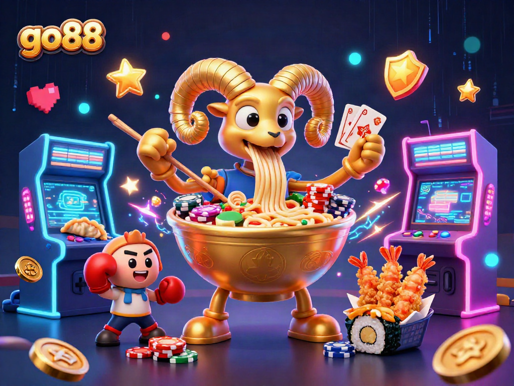 Experience thrilling games at go88 with a colorful 3D casino scene filled with vibrant characters and dynamic action.