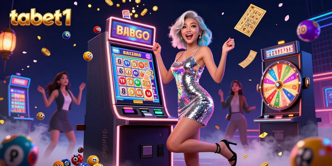 Experience thrilling jackpots with tabet1 in a vibrant casino showcase featuring a celebratory Asian woman.