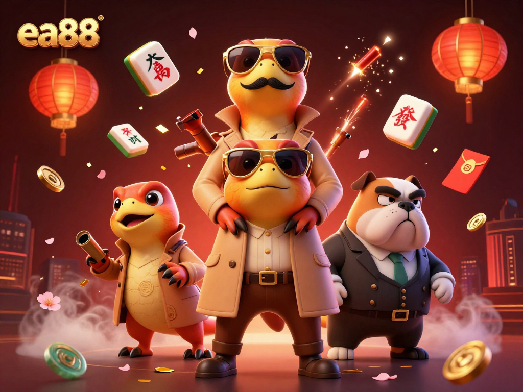 Experience thrilling gaming adventures with ea88 as raptors in a trench coat attempt to infiltrate a VIP casino.