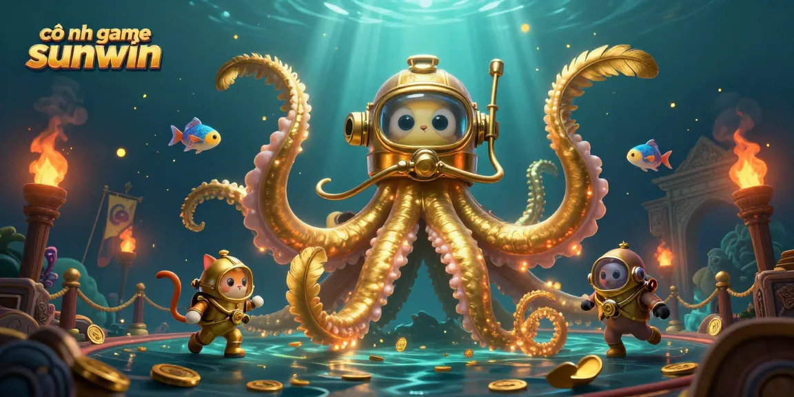 Engage with the thrilling experience of cổng game sunwin, featuring a colossal kraken amidst treasure and dynamic gambling elements.