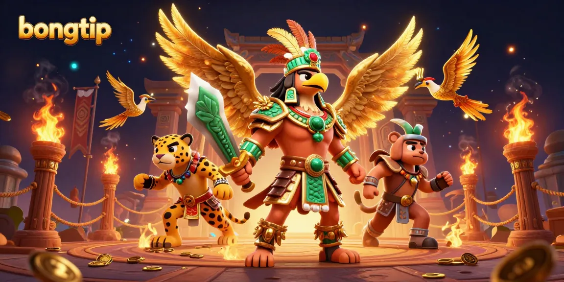 Bongtip showcases an exciting gambling scene highlighting a dynamic Aztec warrior collection amidst vibrant gaming action.