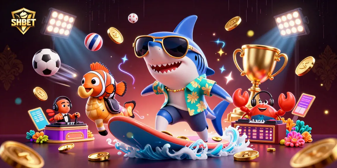 Experience SHBET with thrilling games and vibrant visuals in this dynamic casino illustration.