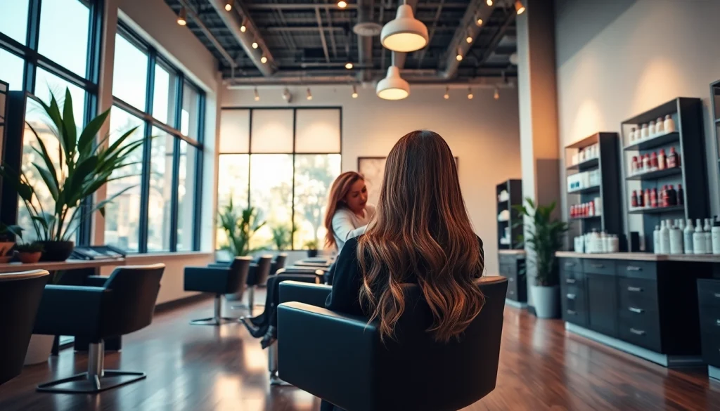 Experience hair salon san diego ambiance with professional hairstylist creating balayage in a serene setting.